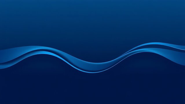 unanimity. Flowing wave patterns in deep blue with elegant curves and smooth gradients, minimalist aquatic scene. travel magazines, destination branding, designed for travel destination branding.