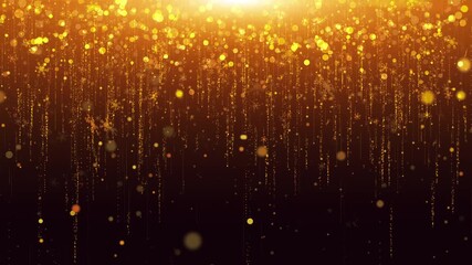 Gold glitter Happy New Year background animation with sparkling particles, shimmering gold dust, radiant celebration effect, festive motion graphics, elegant New Year’s Eve party video loop - Powered by Adobe