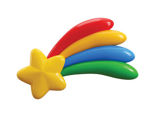 Rainbow star icon 3d render concept of Rainbow Falling yellow fantasy sparkle emoji, children rainbow design icon vector illustration 