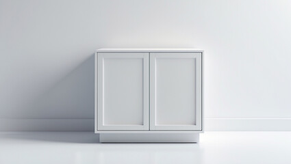 cabinet with a smooth white finish, isolated on a solid pure white background