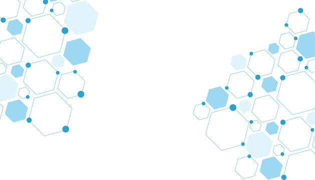 Science network pattern blue Hexagonal abstract background. Big Data Visualization structure elements . Health care and science medical pattern innovation. Template design with concept Dots and lines.