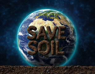 Save Soil Message on Planet Earth – Environmental Protection and Soil Conservation Concept