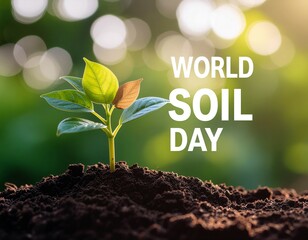 World Soil Day Concept with Young Plant Growing in Fertile Soil – Environmental Sustainability Illustration