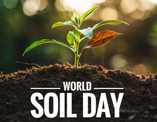 Young Plant Growing in Fertile Soil – World Soil Day Environmental Sustainability Concept