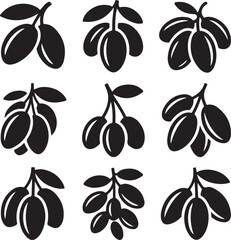 Obraz premium Olives on Branches Vector Art Graphic Collection Design Elements