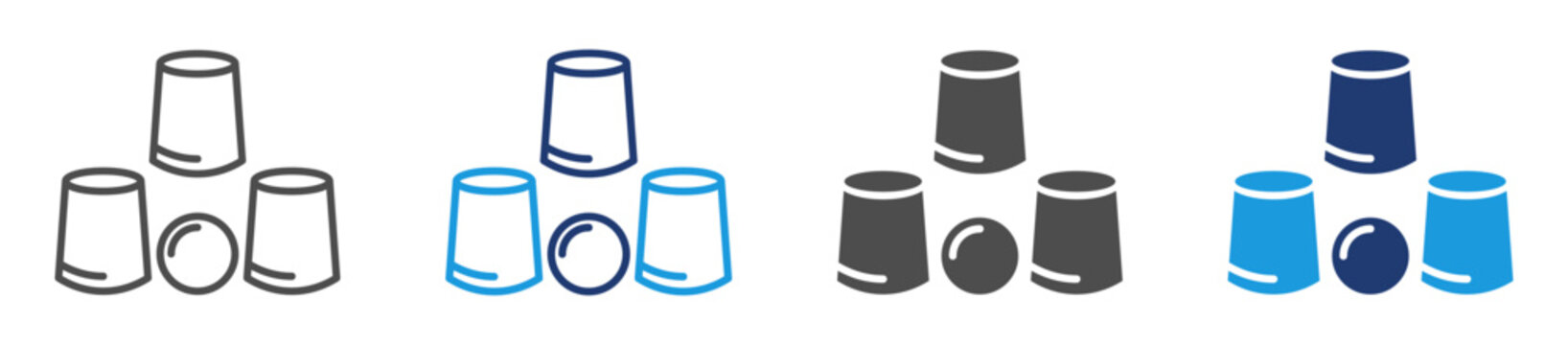 cup and ball trick icon sheet multiple style