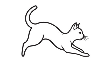 Minimalist vector illustration of a leaping cat simple line art design isolated on white background