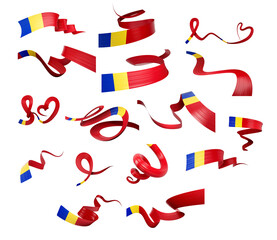 Set Of Different Style Of Moldova Wavy Abstract Ribbon Flags 3d Illustration