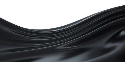 Abstract flowing dark grey fabric with subtle highlights isolated on transparent background
