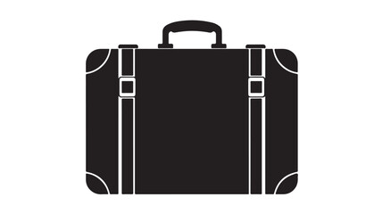 Black suitcase icon simple flat vector illustration isolated on white background for travel and business concepts