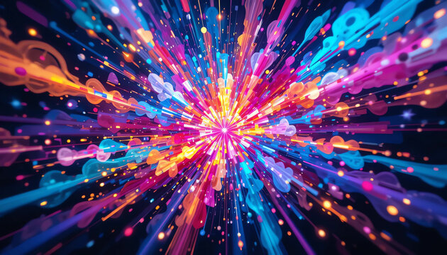 Vivid neon floral explosion, abstract energy burst, artistic digital style, 8K