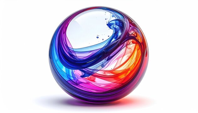 Abstract sphere, vibrant colors swirling within - Powered by Adobe