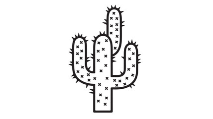 Cactus line art illustration simple vector drawing of desert plant isolated on white background