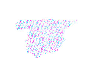 Obraz premium Illuminated Spain Digital Data Map Pink And Blue Neon Glowing Particles 3D Illustration