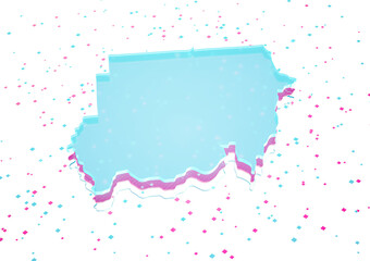 Illuminated Sudan Data Map Neon Blue Light On Seamless Pattern Background 3D Illustration