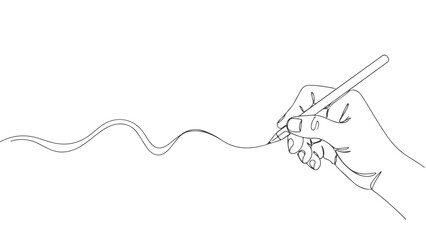 One continuous line art illustration Hand sketching a flowing line with a pencil, artistic design 6 