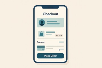 Mobile checkout interface design showcasing user profile and payment details promoting seamless e commerce experience and digital transaction efficiency