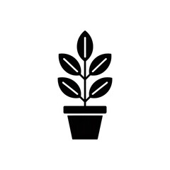 Stylized outline of a potted succulent plant with multiple leaves in a simple pot isolated on transparent background