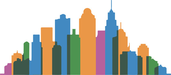 colorful city skyline silhouette vector