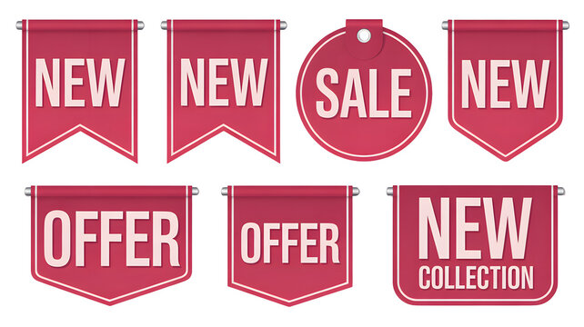 Grab attention with these vibrant sale banners for new collections and special offers now online isolated on white background