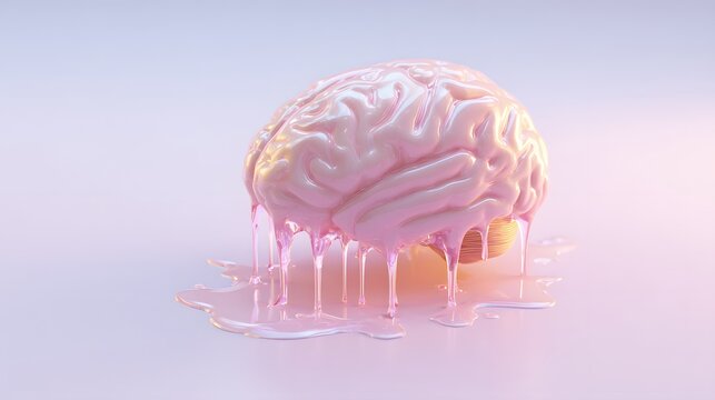 Melting Brain Concept - Stress, Burnout, and Mental Health Challenges.