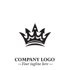 Obraz premium Elegant Black Crown Logo Symbol on a Clean White Background for Premium Branding Design