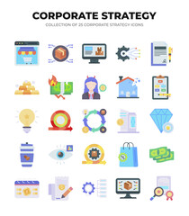 Collection of 25 Corporate Strategy Icons for Business Planning and Growth