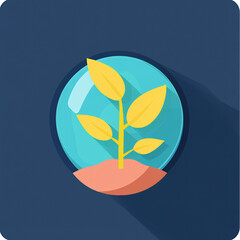 Abstract illustration of a growing plant inside a glass bubble