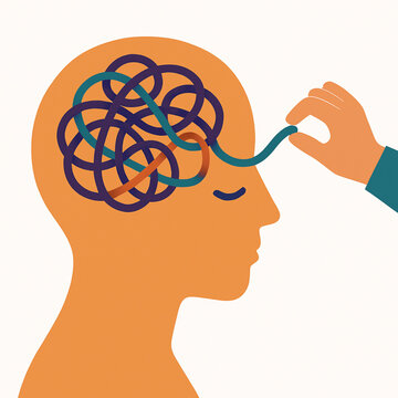 Mental Health Brain Untangling Therapy Flat Vector Illustration