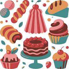 Bakery Icons Vector | Pastry Dessert Illustration