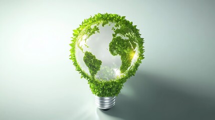 Eco-friendly light bulb with green planet design.