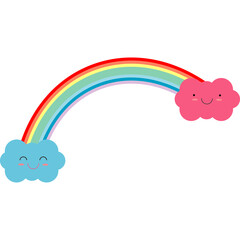Rainbow with Smiling Clouds Illustration