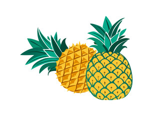 Fresh, ripe, and juicy tropical pineapple fruit isolated on a clean white background