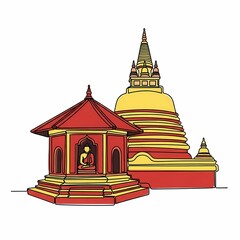 Obraz premium Explore the serene beauty of ancient Buddhist temples, perfect for travel inspiration, spiritual journeys, and cultural designs with vibrant colors