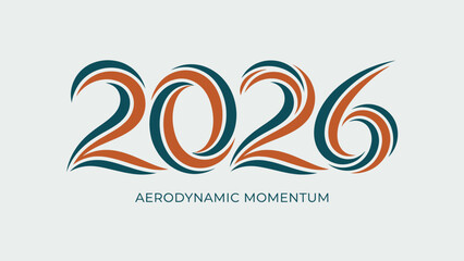 Modern 2026 Year Design Aerodynamic Momentum Concept Graphic
