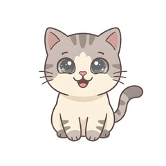 Smiling baby cat with sparkling eyes soft rounded body and minimal kawai design cut kawai image