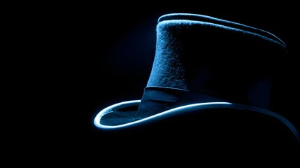 Mysterious Glowing Blue Witch Hat in Dark Ambiance.