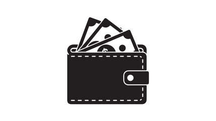 Wallet with money icon simple flat vector illustration isolated on white background