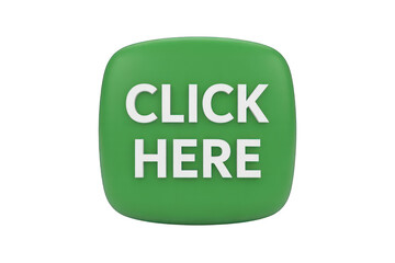 A prominent green button with the text 'CLICK HERE' in white letters, symbolizing an action or invitation online.