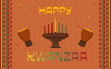 Kwanzaa Happy Celebration. African and African-American culture holiday.Happy Kwanzaa. Kwanzaa day creative concep