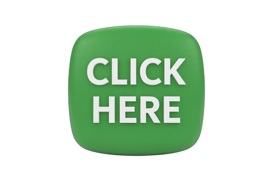 A prominent green button with the text 'CLICK HERE' in white letters, symbolizing an action or invitation online.
