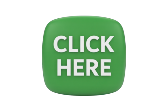 A prominent green button with the text 'CLICK HERE' in white letters, symbolizing an action or invitation online.