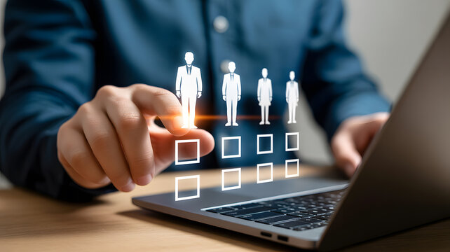 Close-up photograph of hand interacting with digital user interface featuring orange selection element technology innovation and communication concept