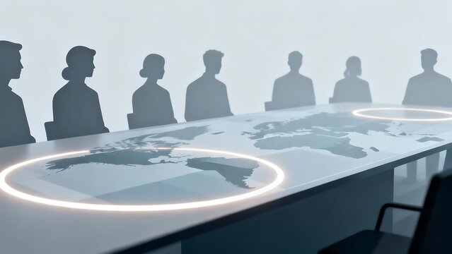 Generative AI meeting of global leaders planning future endeavors.