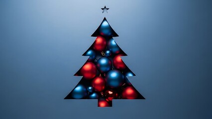 Stylized christmas tree with red and blue lights on a gradient background