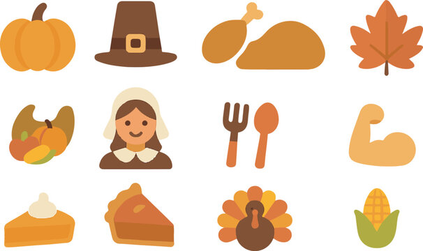 thanksgiving with flat design, eps 10 illustration