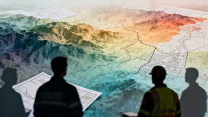 Generative AI planning with topographic maps and team.