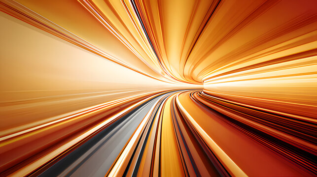 An abstract concept of transportation with dynamic motion blur and warm color gradients.