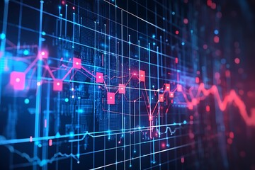 Futuristic market graph showing fluctuating trading trends high resolution picture