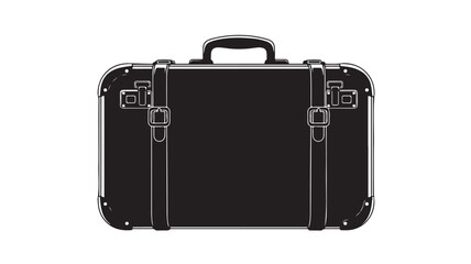 Black suitcase illustration classic travel baggage vector design element isolated on white background
